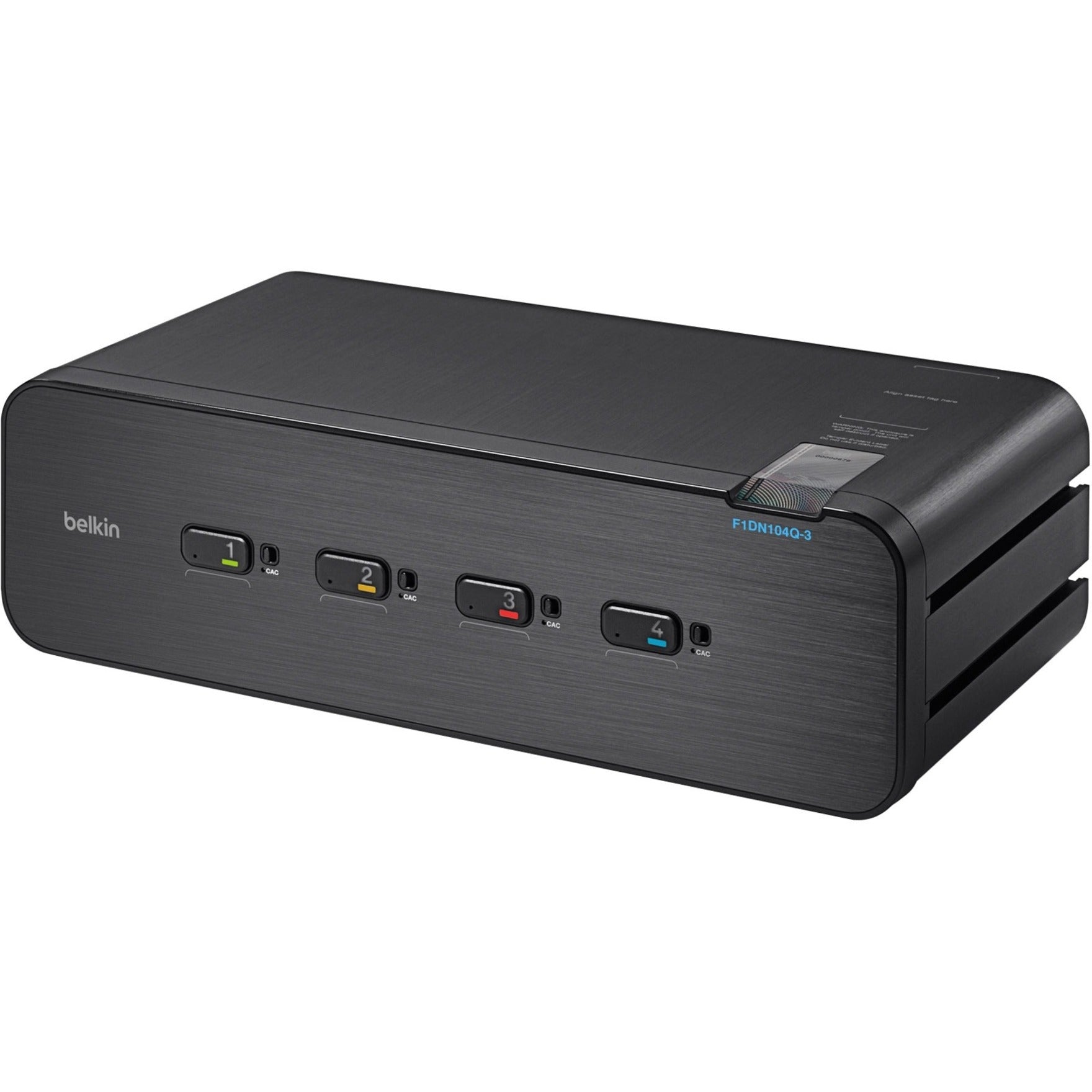 Belkin Advanced Secure Ultra High Def Quad-Head KVM Switch, 4-Port Plus, DisplayPort 1.2, 3840x2160 Resolution, 11 USB Ports, Desktop Form Factor, Black - F1DN104Q-3 (3 Year Warranty)