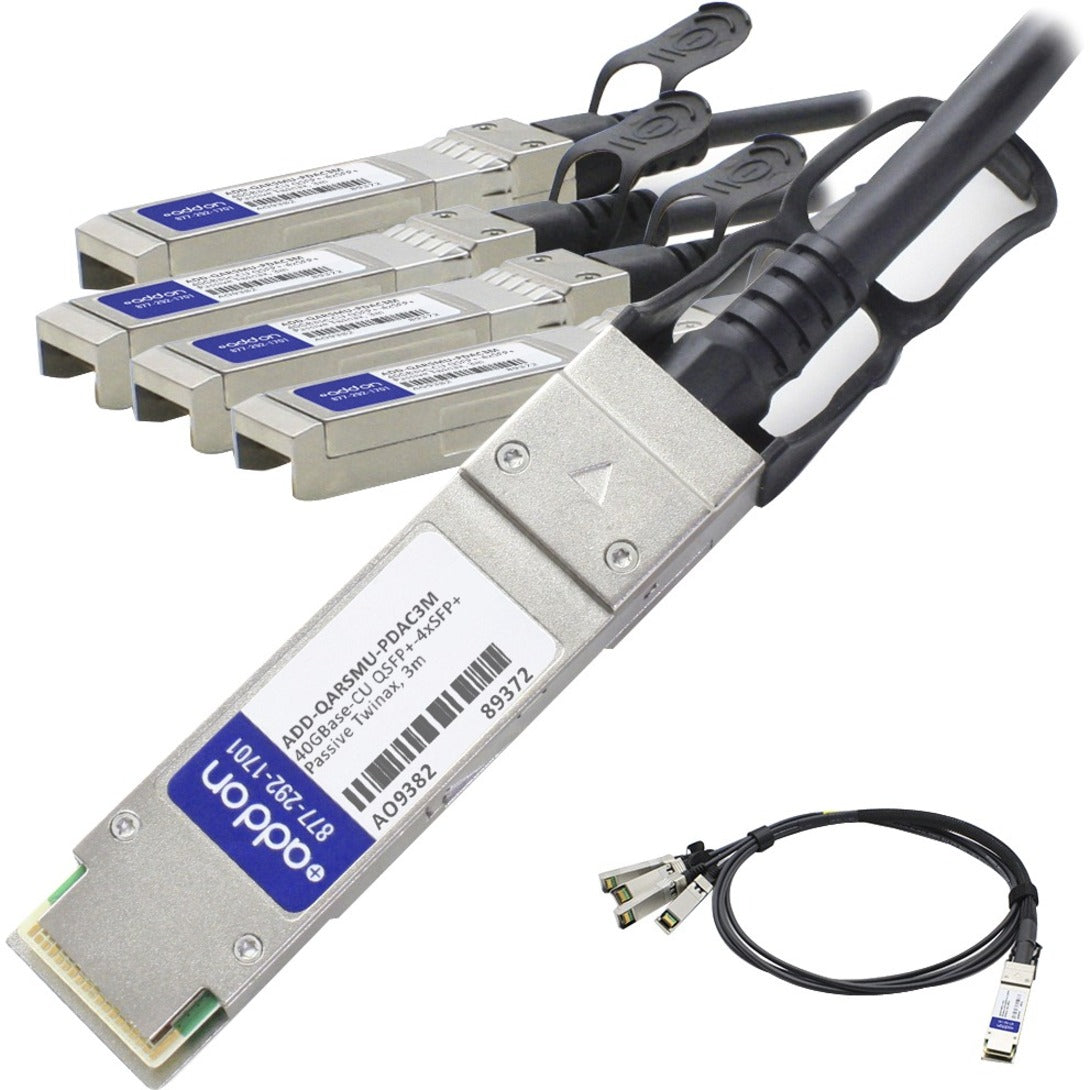 AddOn ADD-QARSMU-PDAC3M QSFP+/SFP+ Network Cable, 9.80 ft, 40 Gbit/s, Lifetime Warranty