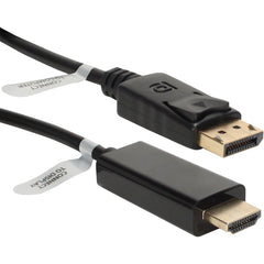 Câble A/V numérique DisplayPort vers HDMI QVS DPHD-03 3 pieds loquet de verrouillage résolution supportée 1920 x 1200