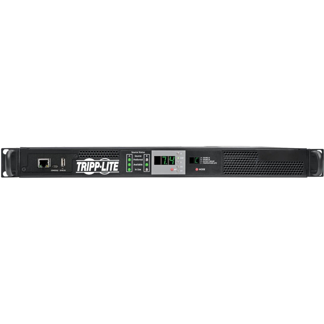 Close-up of Tripp Lite PDU digital display showing power monitoring metrics-alternate-image2