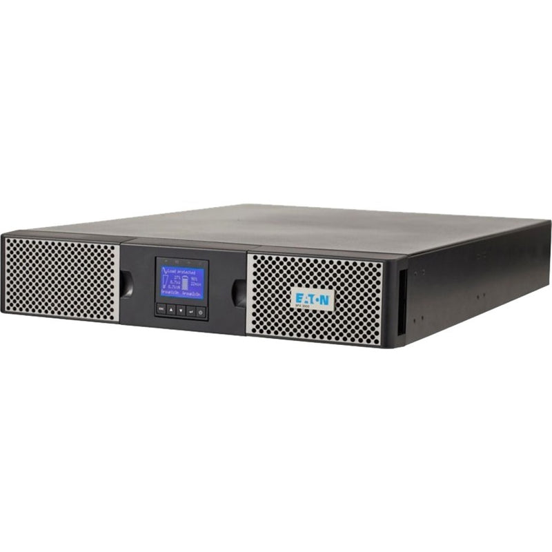 Side angle view of Eaton 9PX2000RTN UPS showing 2U rack mount design