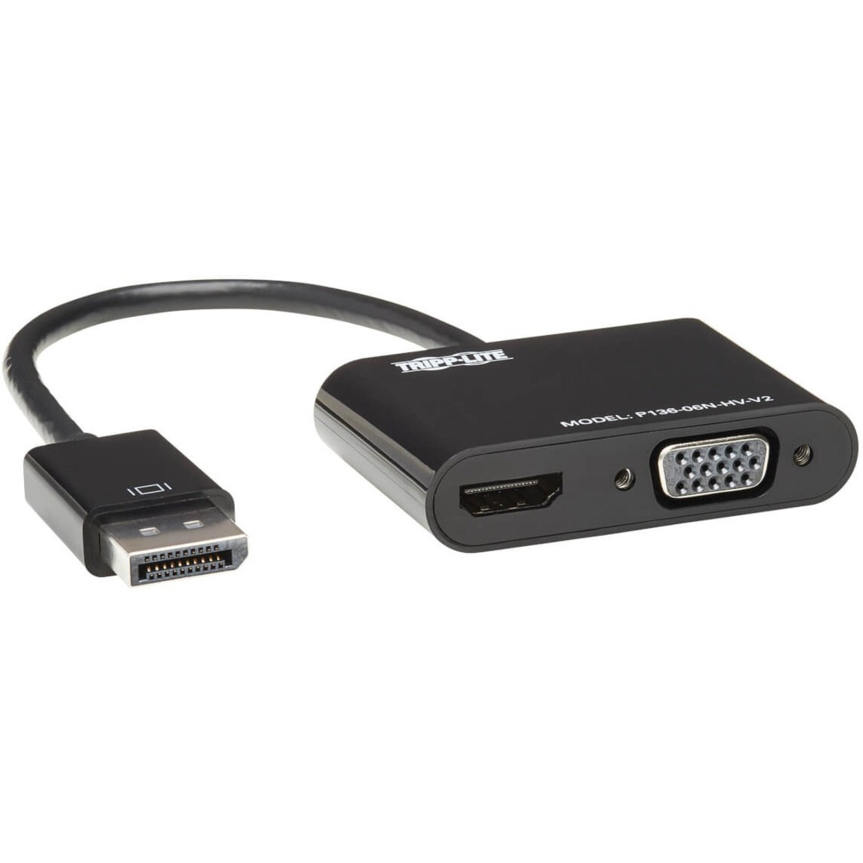 Tripp Lite P136-06N-HV-V2 DisplayPort 1.2 to VGA/HDMI 올인원 변환기 어댑터 4K x 2K HDMI 케이블