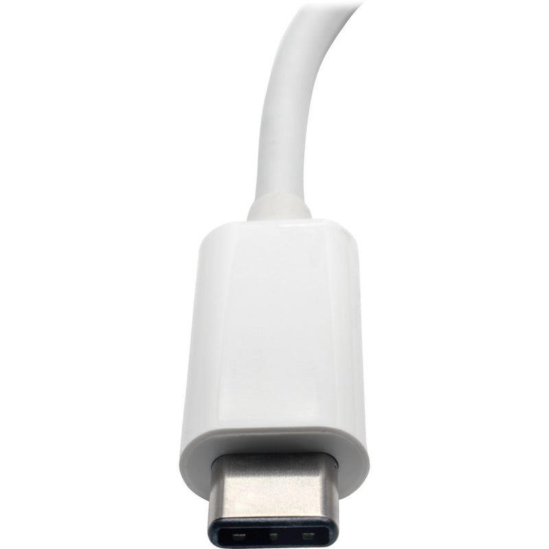 Close-up view of the USB-C connector on Tripp Lite multiport adapter