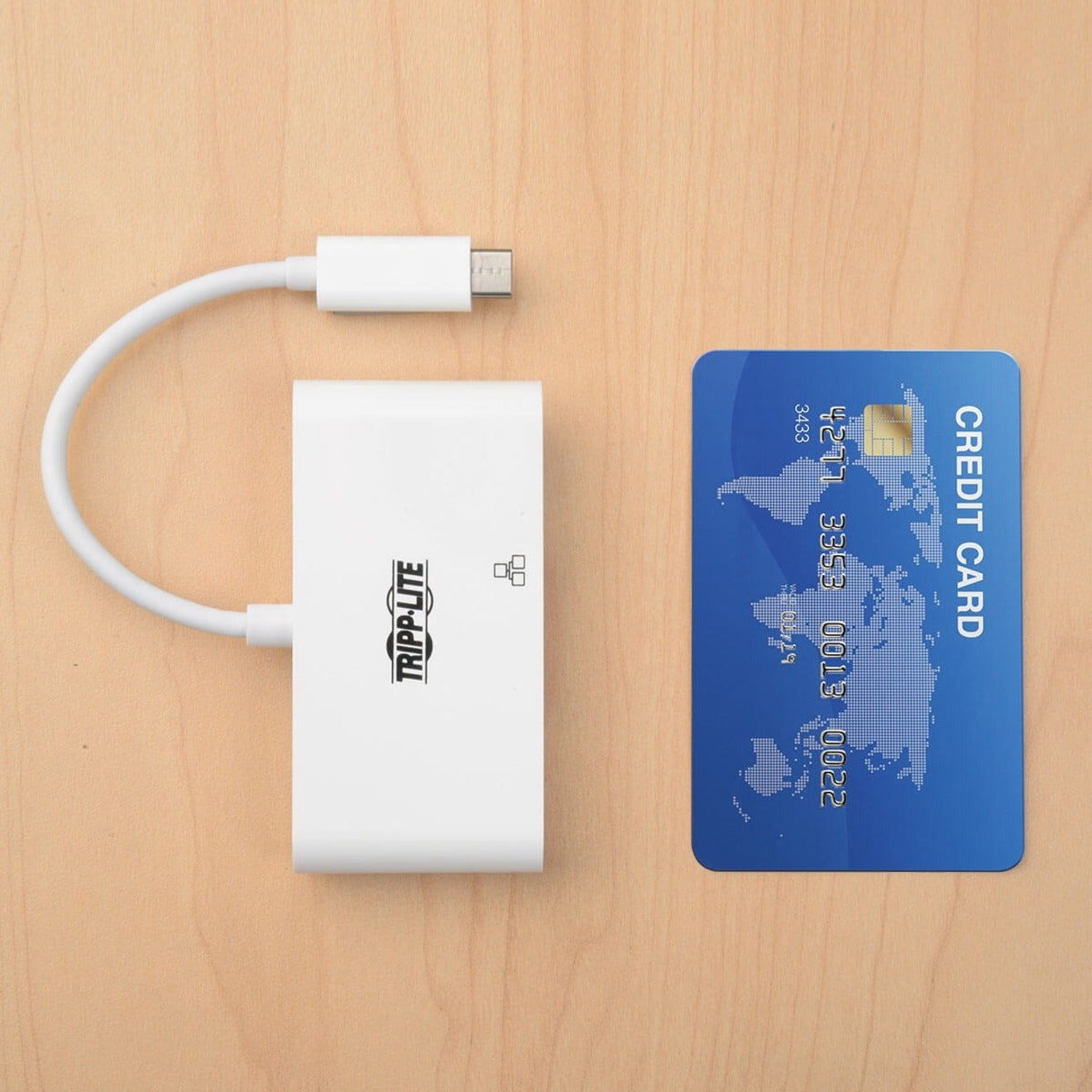 Tripp Lite adapter shown next to credit card for size comparison-alternate-image8