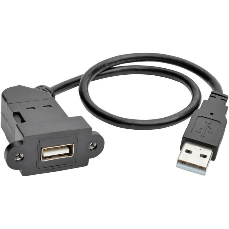 Close-up view of Tripp Lite USB extension cable showing industrial construction