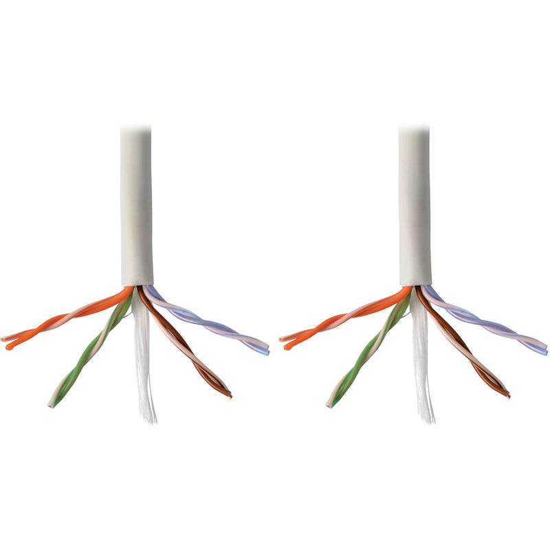 Close-up of Cat5e cable internal conductor pairs showing color coding