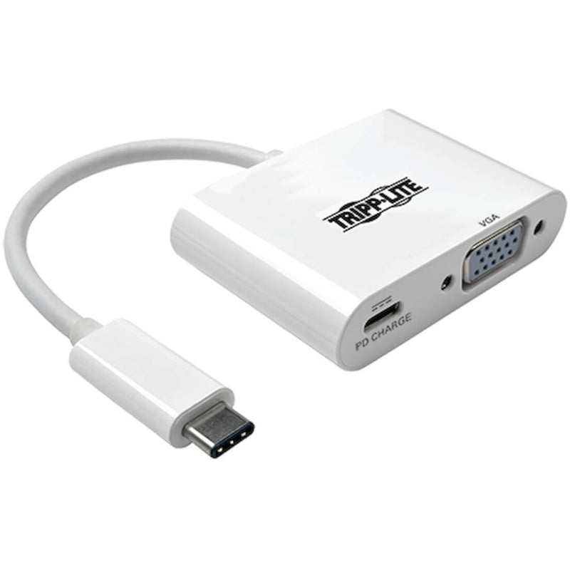 Tripp Lite USB-C to VGA adapter with power delivery port in white color