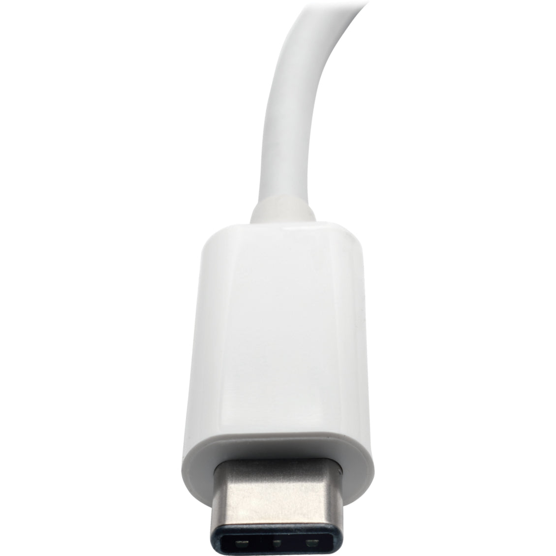 Close-up of the USB-C connector on Tripp Lite hub showing reversible design-alternate-image4