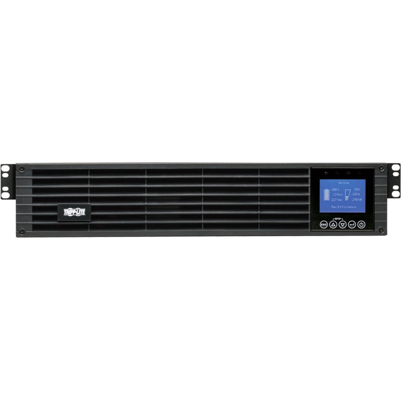 Front view of Tripp Lite SUINT1000LCD2U UPS showing ventilation system and display panel