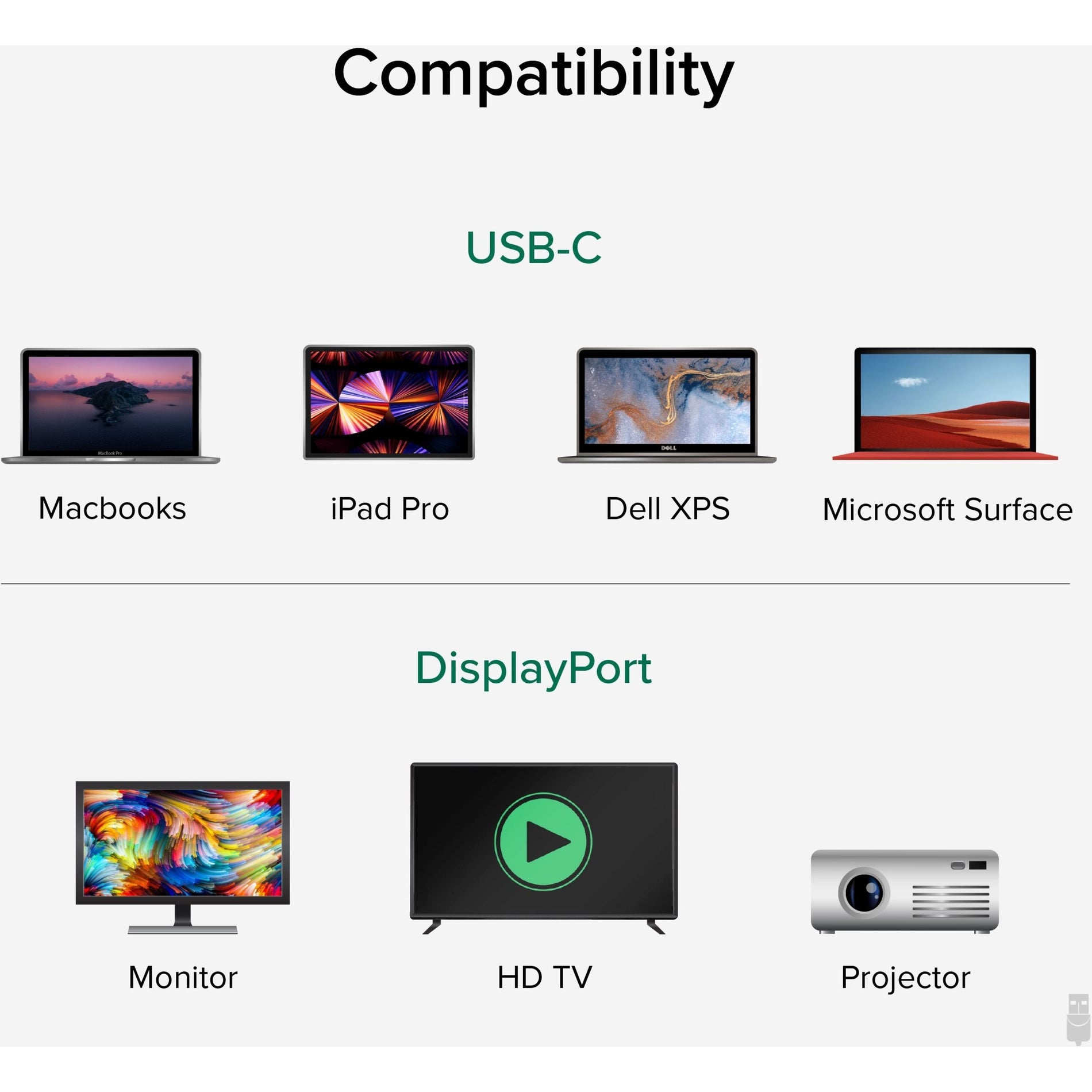 플러거블 USBC-DP USB-C to DisplayPort 어댑터 케이블 6 ft - 연결이 용이합니다