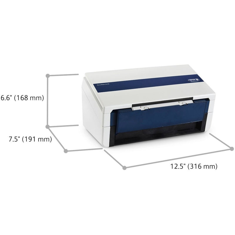 Side view of DocuMate 6440 with dimensional specifications