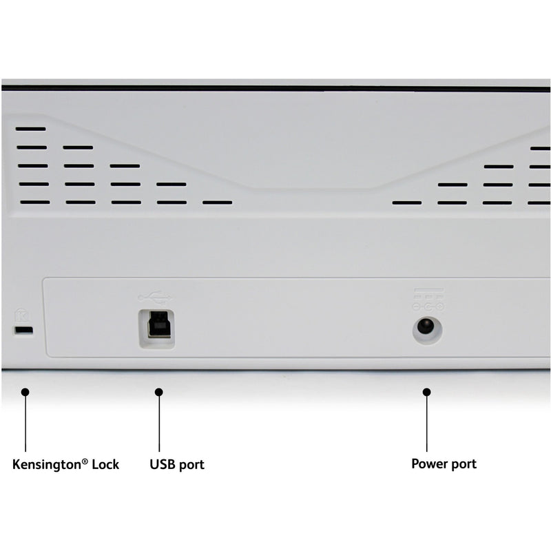 Rear view of DocuMate 6440 showing USB port, power connection, and Kensington lock slot