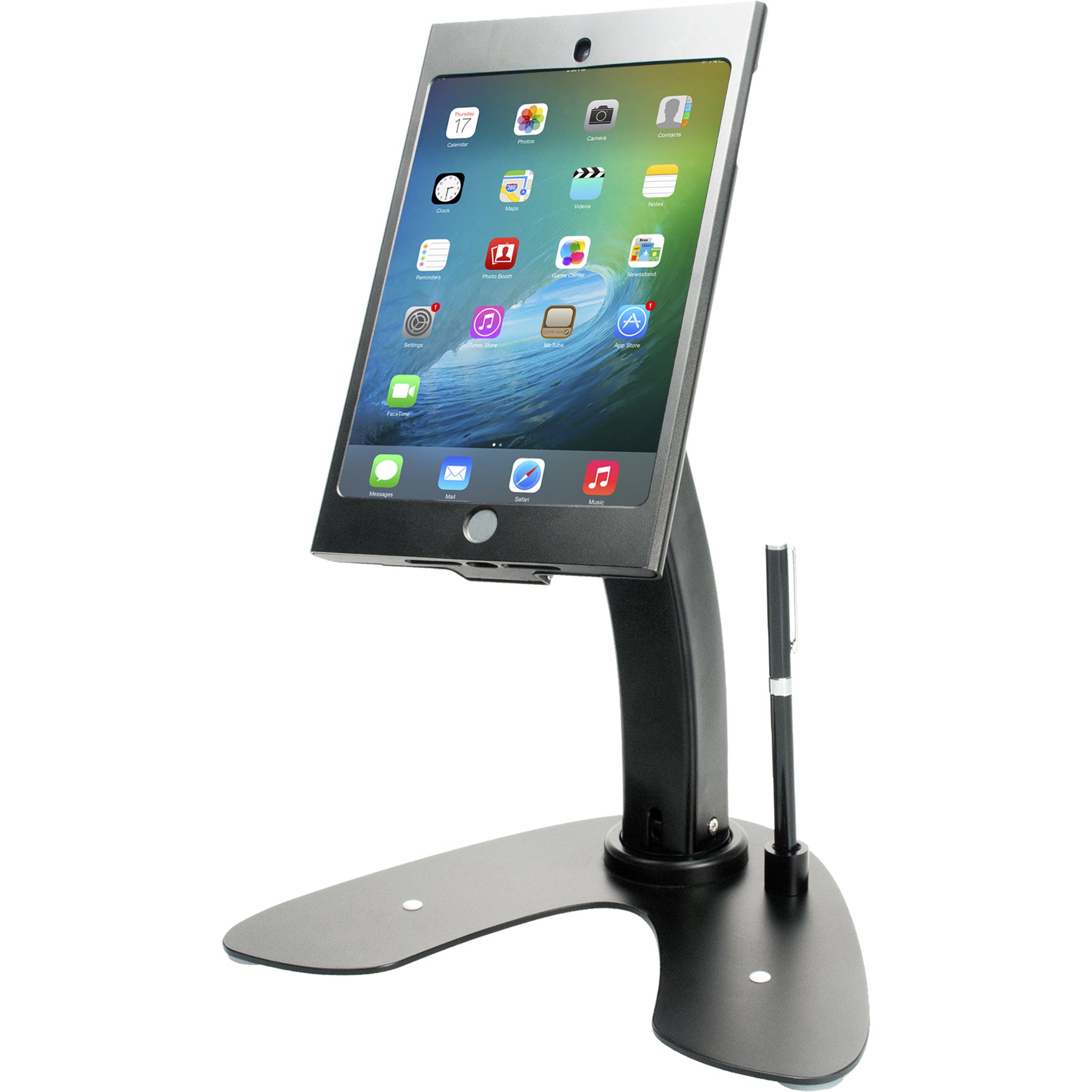 CTA Digital PAD-ASKMB Dual Security Kiosk Stand with Locking Case and Cable for iPad mini, Black - Desk Mount