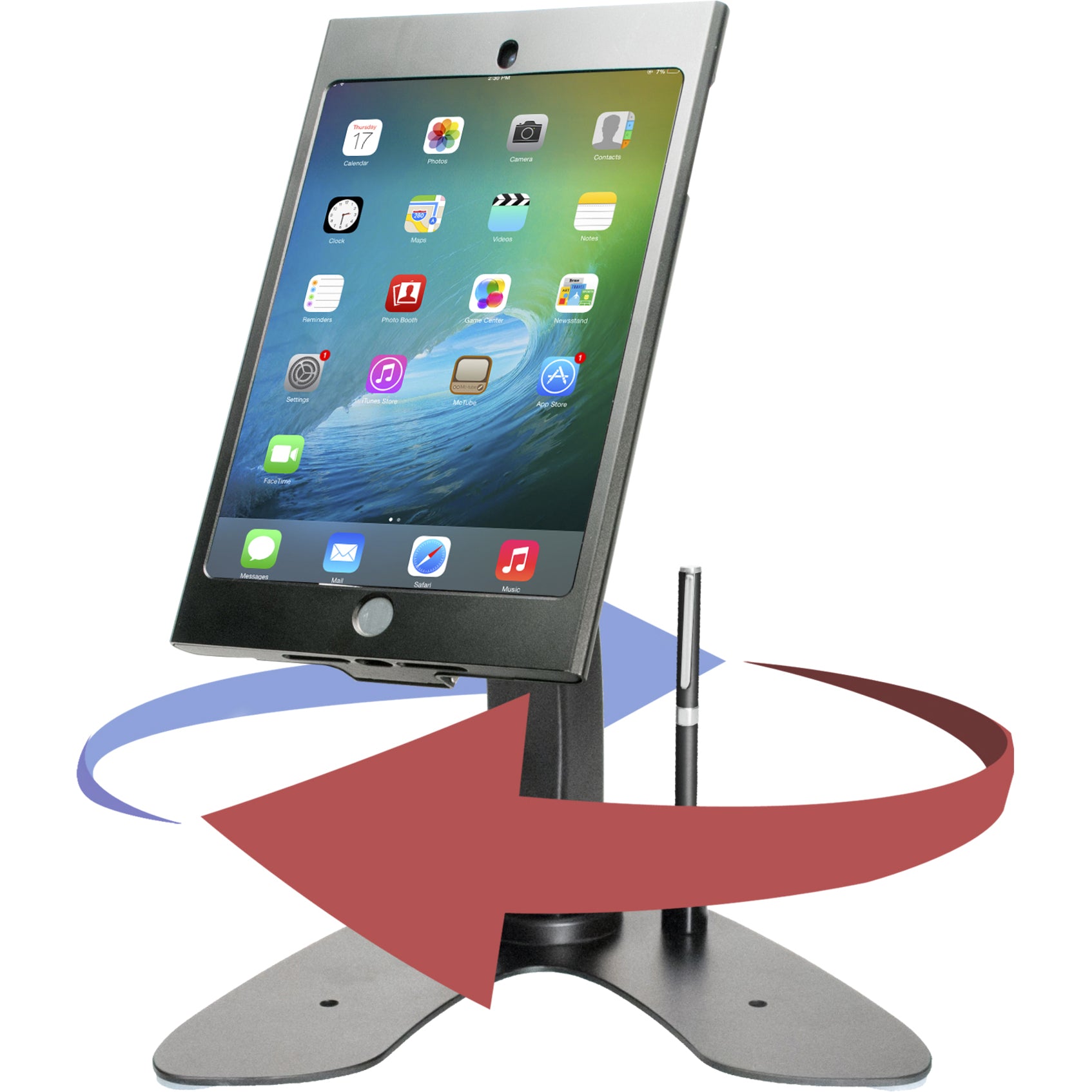 CTA Digital PAD-ASKMB Dual Security Kiosk Stand with Locking Case and Cable for iPad mini, Black - Desk Mount