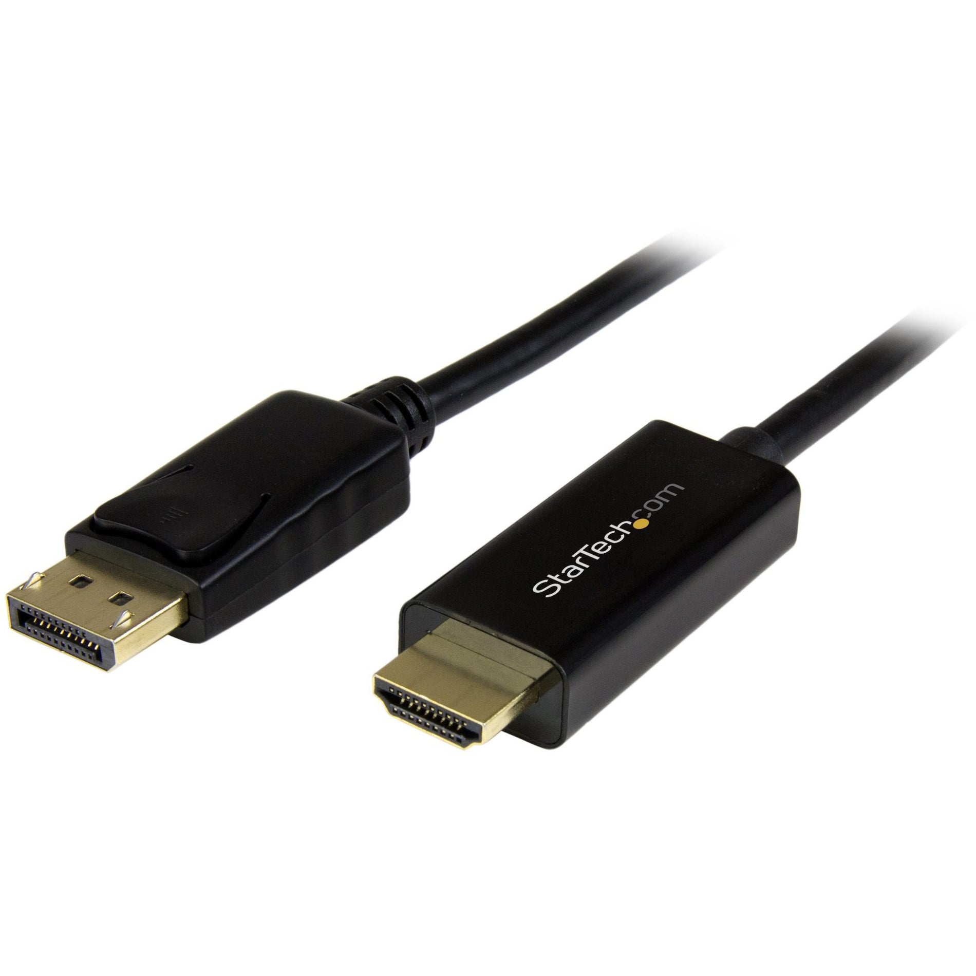 StarTech.com DisplayPort to HDMI adapter cable showing both connector ends with gold-plated connectors-alternate-image1