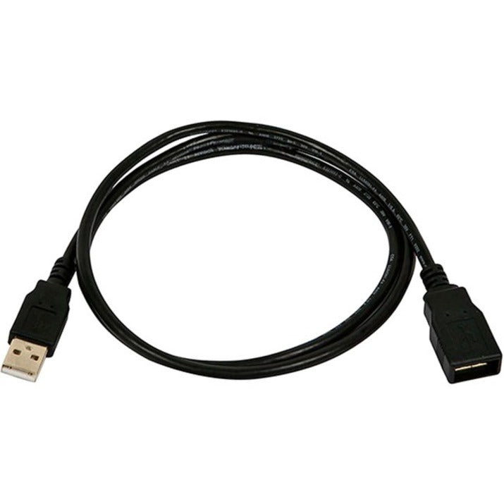 Black USB 2.0 extension cable with male and female connectors shown in coiled position