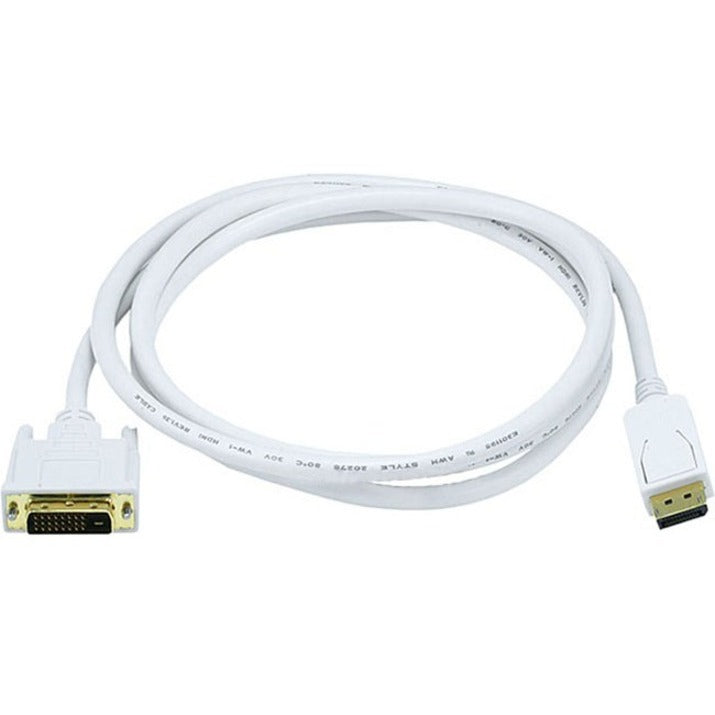 Monoprice 6015 6ft 28AWG DisplayPort to DVI Cable, White - High-Quality A/V Cable for Monitors, HDTVs, and Computers