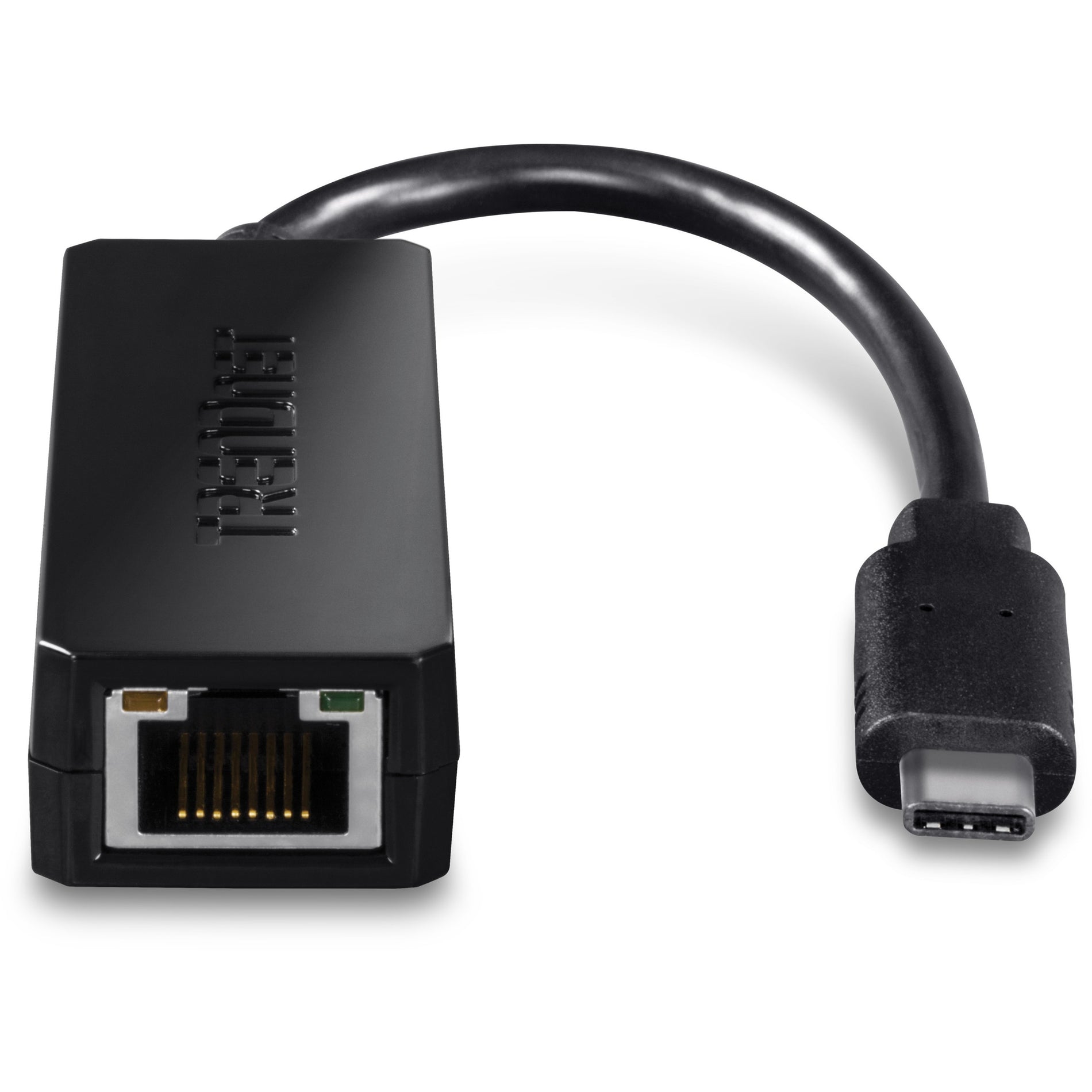 Close-up view of TRENDnet adapter's ethernet port and USB-C connector-alternate-image2