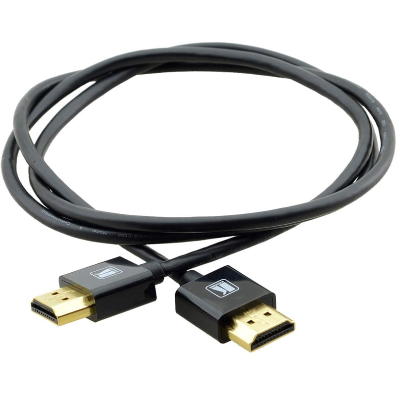 Kramer Ultra Slim HDMI Cable with flexible black cable and gold-plated connectors showing its slim profile design