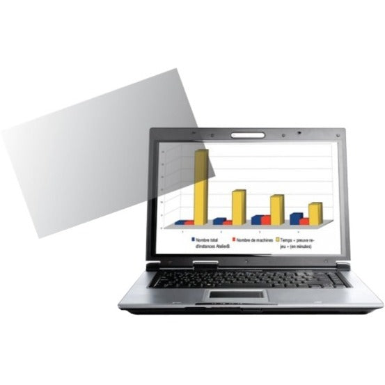 Privacy screen filter demonstration showing clear view of bar graph on laptop screen with privacy filter partially attached-alternate-image1