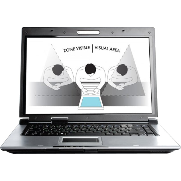 Diagram showing privacy screen filter's viewing angle protection with visual representation of visible and non-visible zones-alternate-image3