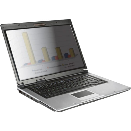 Laptop displaying bar graph chart with privacy screen filter showing clear front view-alternate-image2