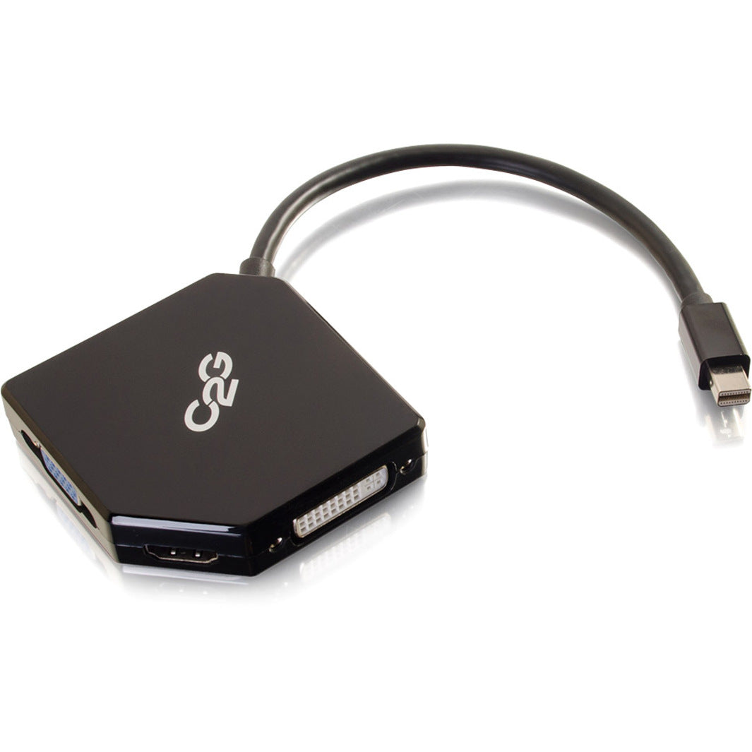 محول C2G 54341 Mini DisplayPort إلى HDMI أو VGA أو DVI، ضمان 3 سنوات، مطلي بالذهب