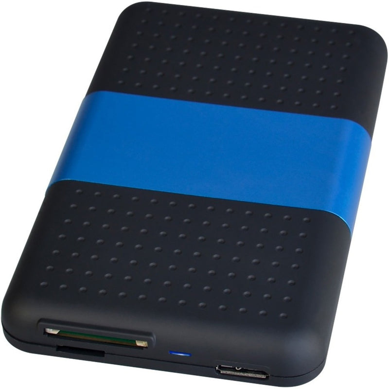 SIIG USB 3.0 external hard drive enclosure with black textured surface and blue accent stripe