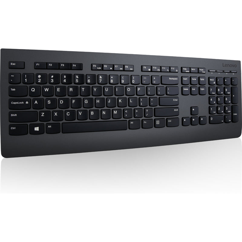 Detailed view of Lenovo wireless keyboard layout and key arrangement