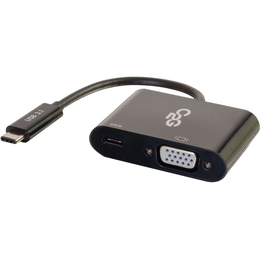 C2G 29533 USB-C To VGA Video Adapter Converter With Power Delivery - Black, Connect USB-C to VGA Display