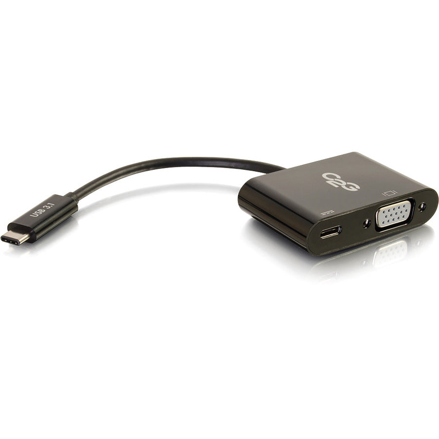 C2G 29533 USB-C Bis VGA Videoadapter Konverter mit Power Delivery - Schwarz Verbinden Sie USB-C mit VGA-Display