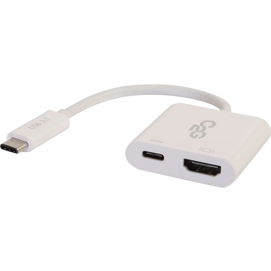 C2G 29532 Adaptador Convertidor de Audio/Video USB-C a HDMI con Entrega de Potencia - Blanco