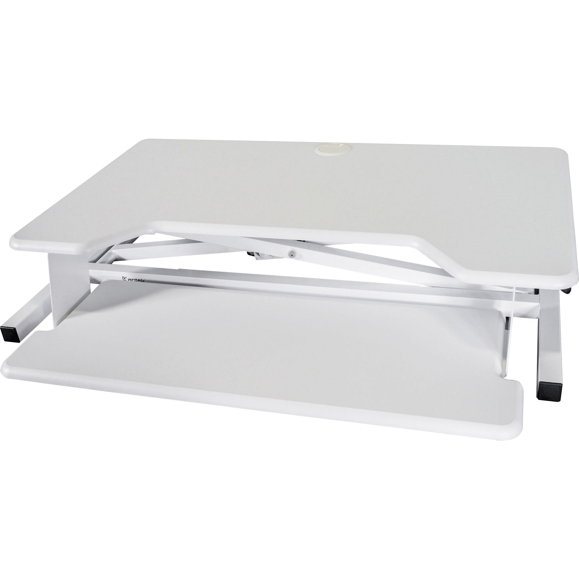 Kantek STS900W Sit-to-Stand Desk Riser, White - Height Adjustable, Keyboard Tray, Grommet