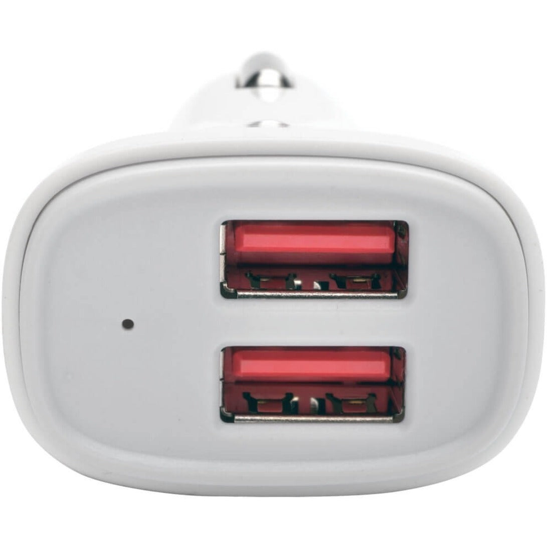 Detailed close-up of dual USB ports with red illumination on white charger body-alternate-image6