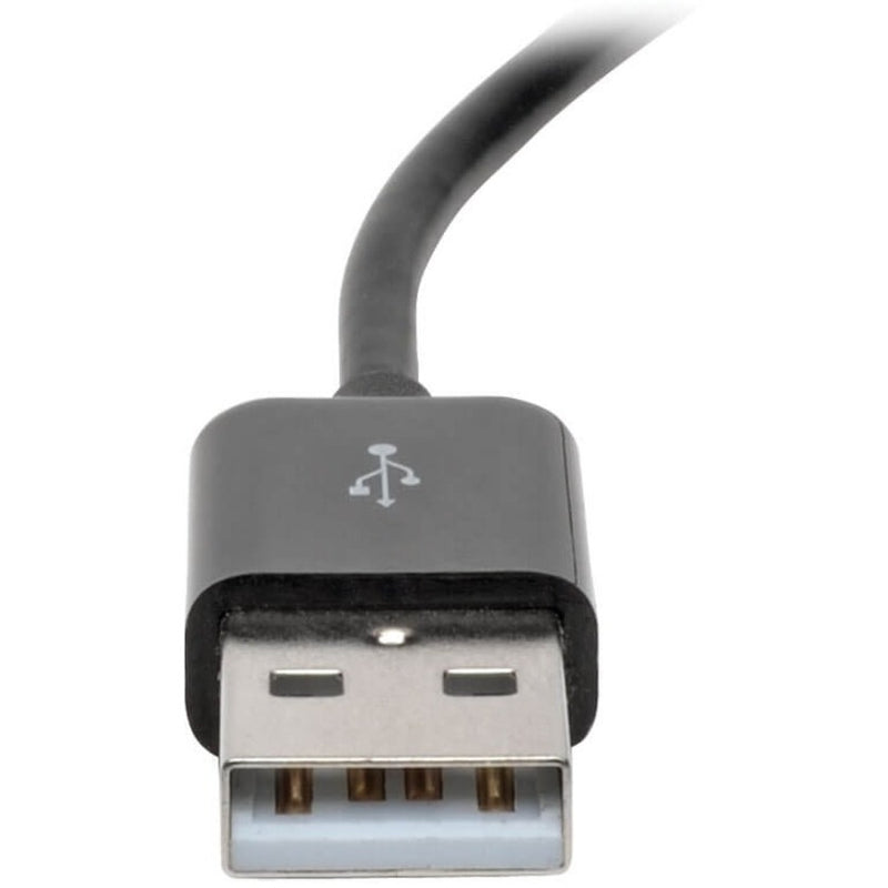 Detailed view of USB connector on Tripp Lite adapter