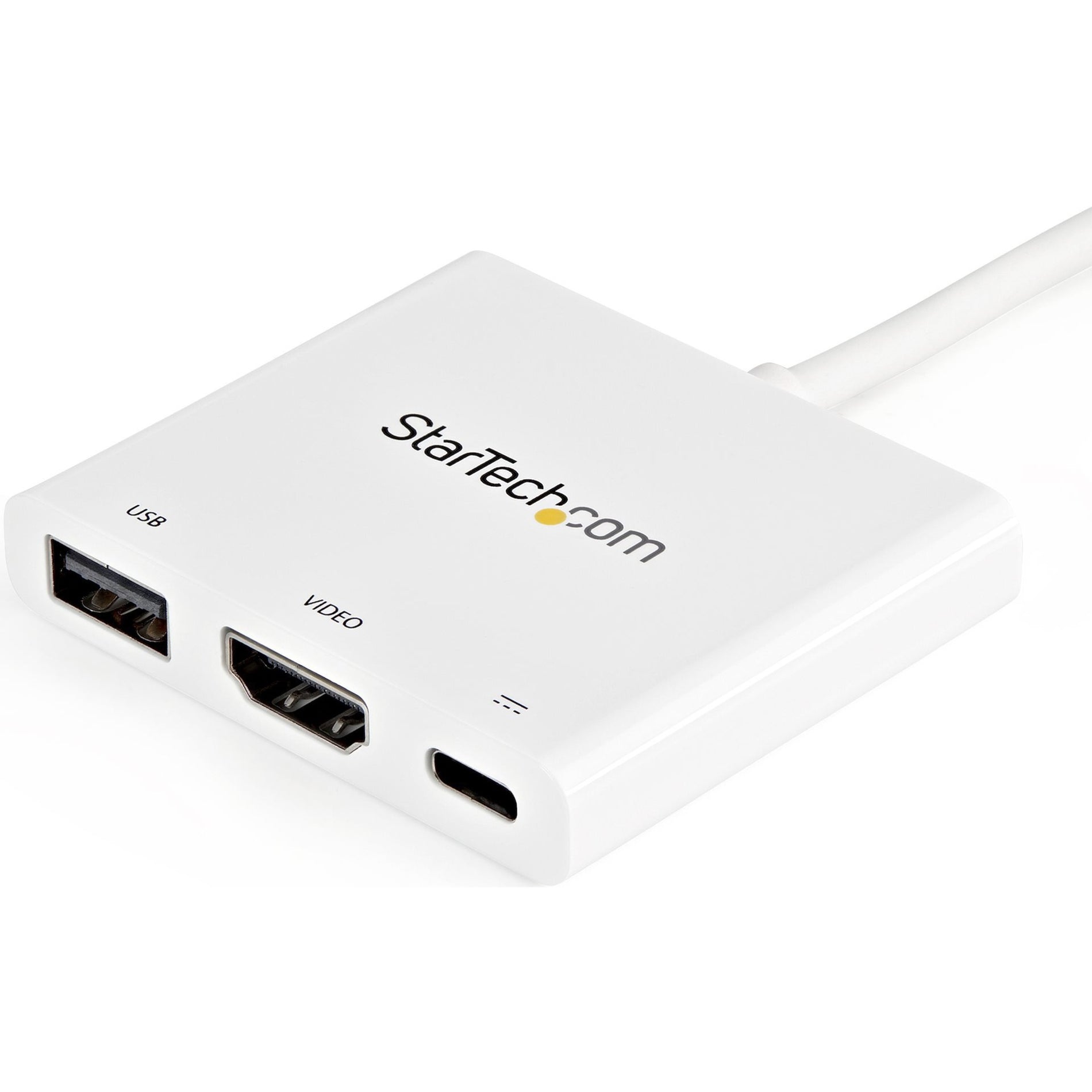 StarTech.com CDP2HDUACPW USB-C 至 4K HDMI 多功能适配器 白色 - USB Type-C 至 HDMI USB C 笔记本电脑旅行适配器  Startech是品牌名称。品牌名称翻译成中文是：星美科技。