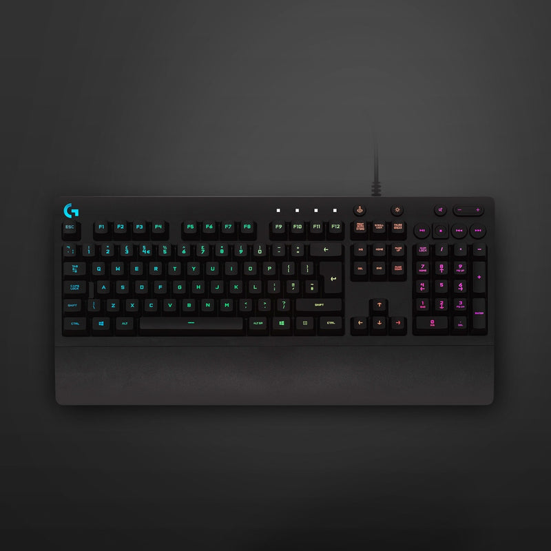 G213 keyboard in dark environment showing ambient lighting effects