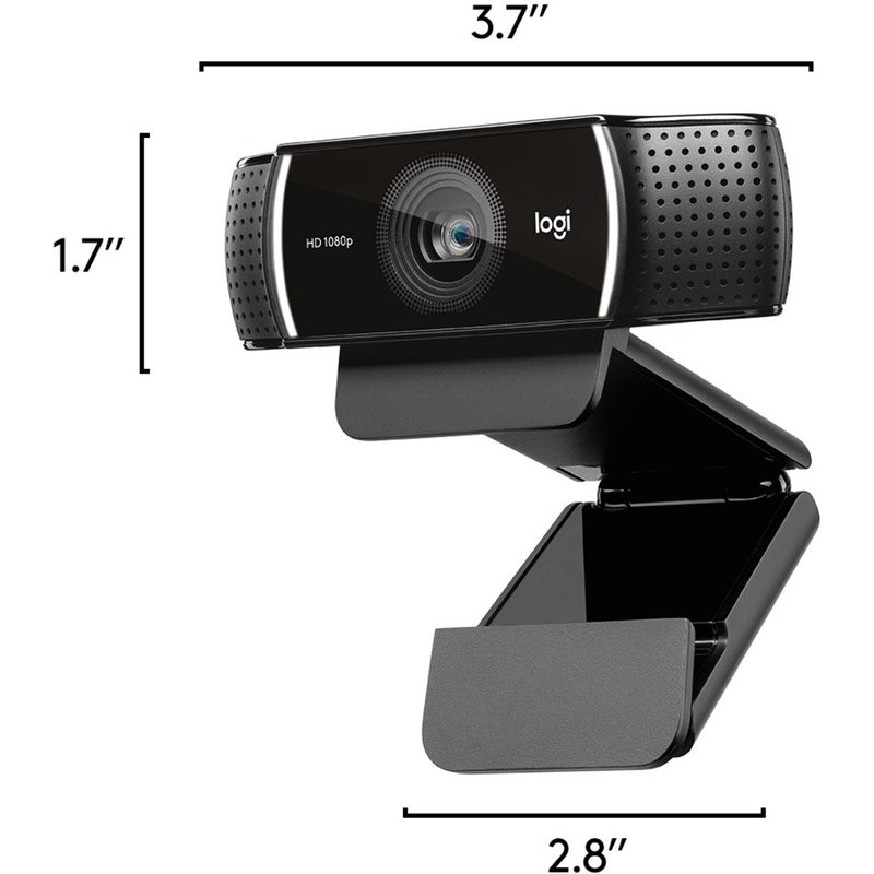 Dimensional diagram of Logitech C922 Pro Webcam showing exact measurements