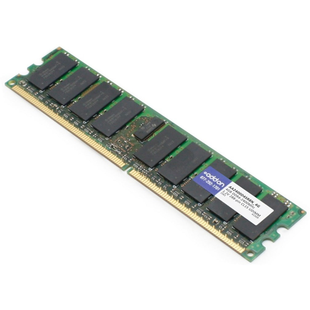 AddOn 4GB DDR4-2400MHz SDRAM memory module with black chips mounted on green PCB-alternate-image1