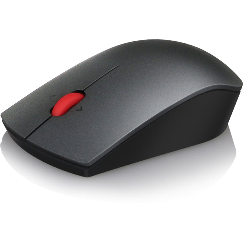 Angular view of Lenovo Professional Wireless Mouse highlighting its sleek design