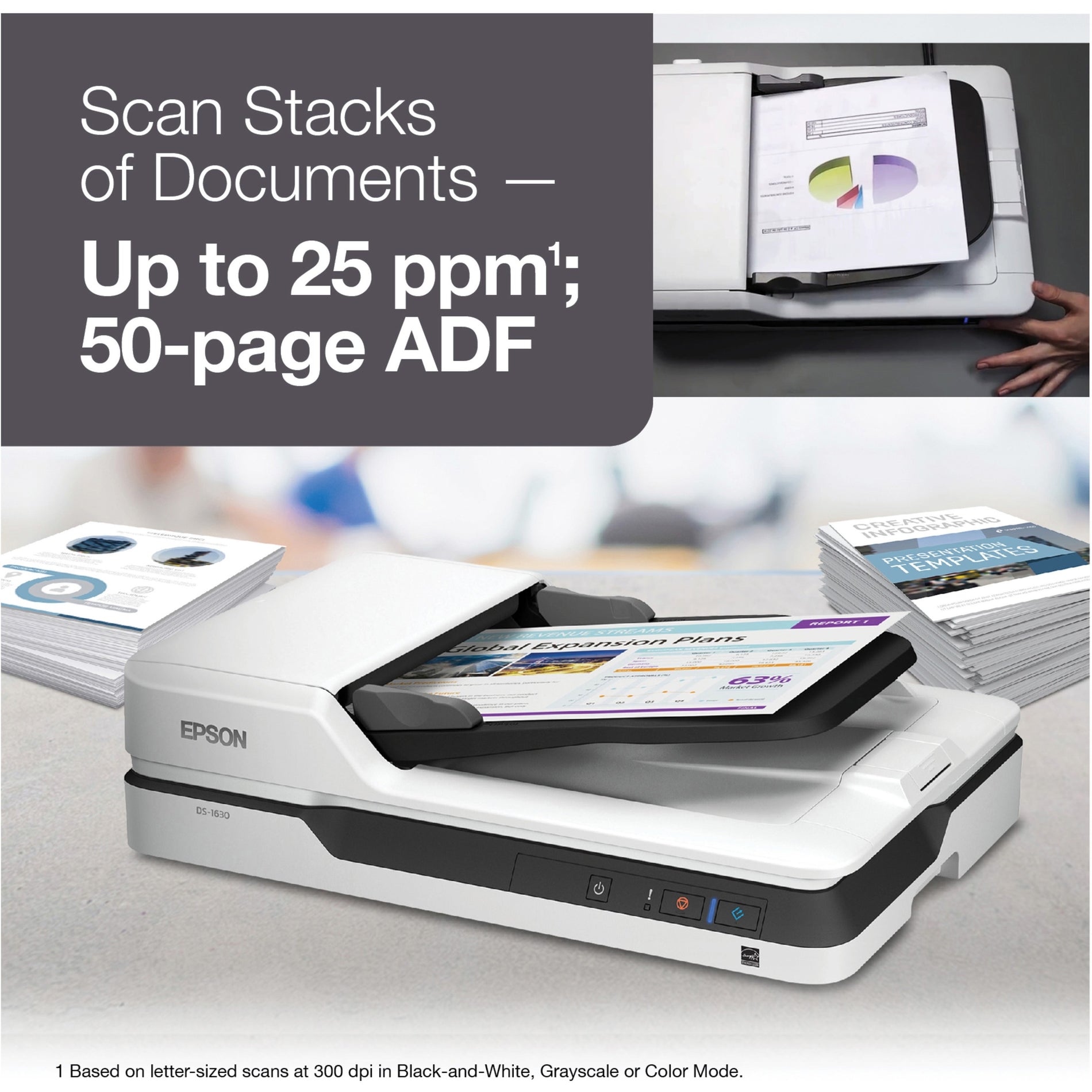 Marketing image highlighting DS-1630 scanning speed capabilities-alternate-image9