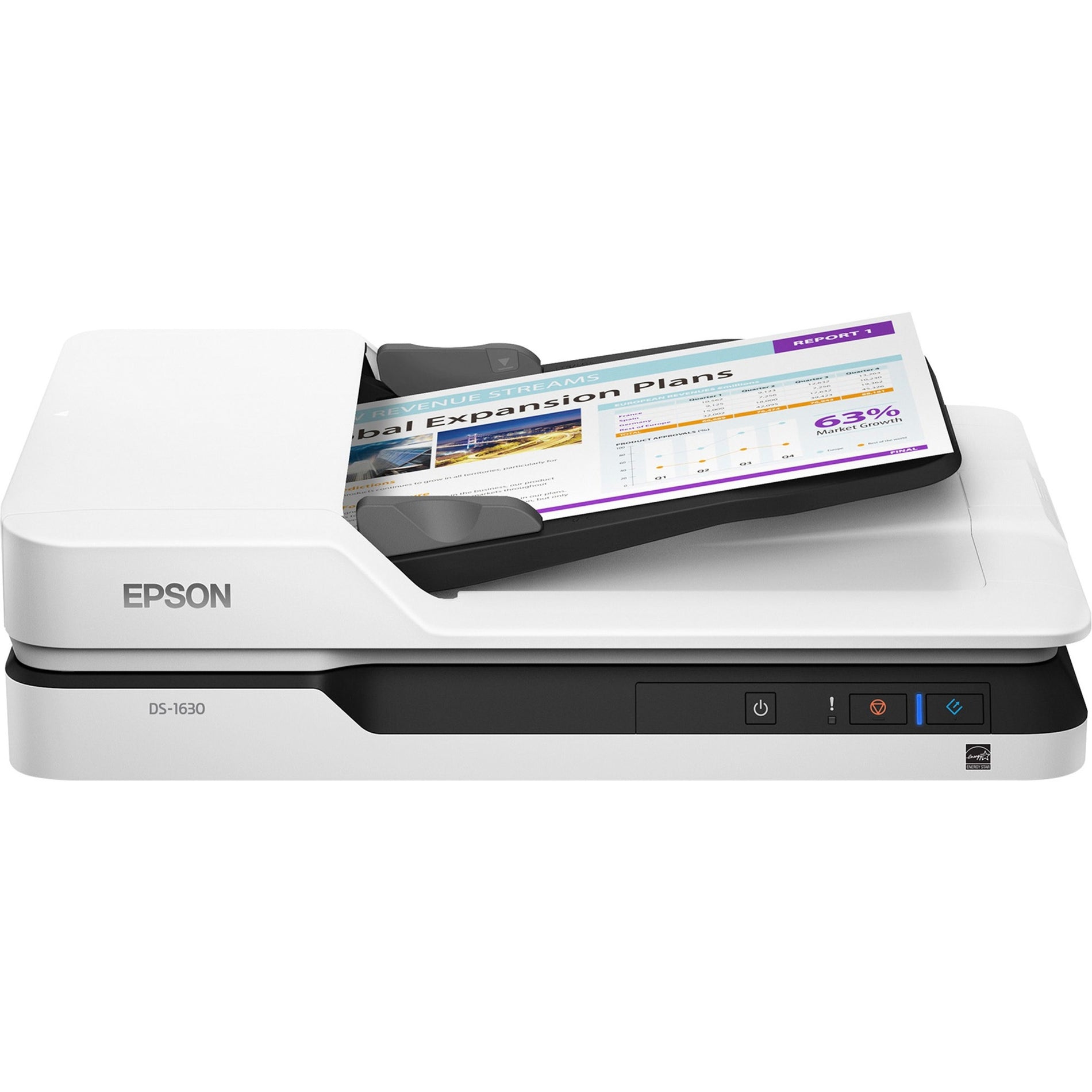 Epson DS-1630 scanner processing business document with graphs and charts-alternate-image2