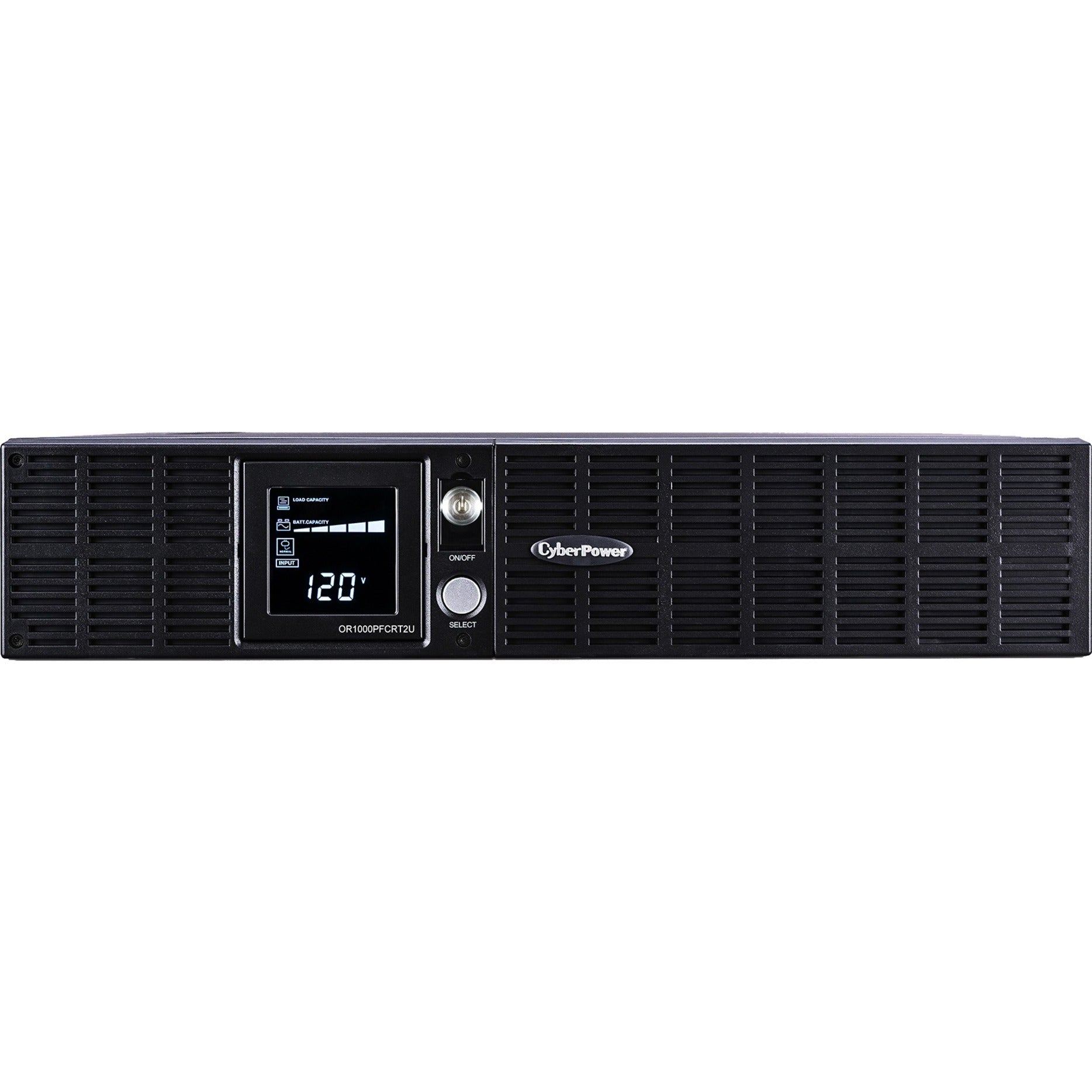 CyberPower PFC Sinewave Line-interactive UPS, 1000VA/700W, Rack-mountable, 8 NEMA Outlets, Sine Wave Output, RJ-45/RJ-11 Protection, LCD Display, GreenPower UPS - OR1000PFCRT2U (3 Year Warranty)