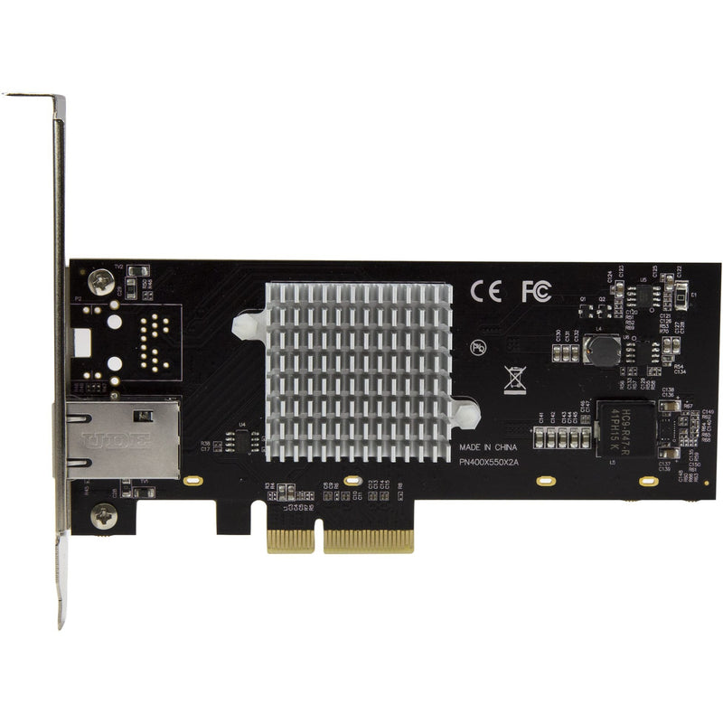 Top view of StarTech.com 10G network card showing heatsink design and PCB layout