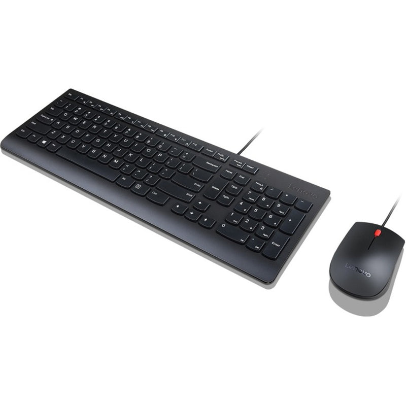 Overhead view of Lenovo Essential Keyboard and Mouse showing space-efficient design