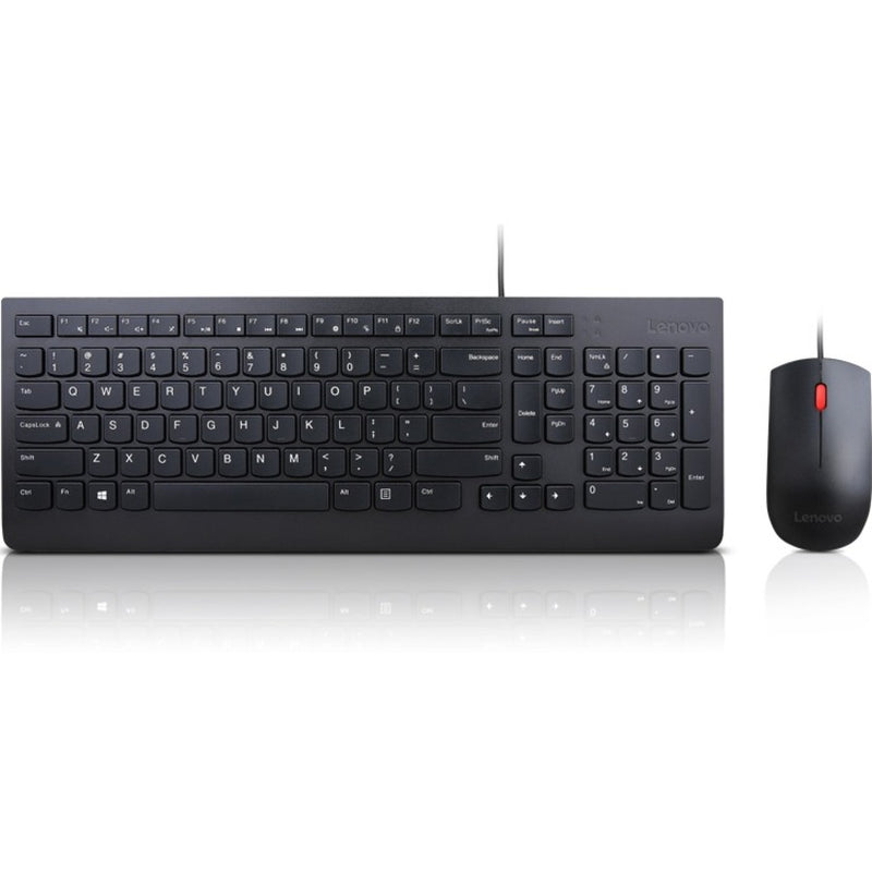 Side view of Lenovo Essential Keyboard and Mouse showing slim profile and ergonomic design