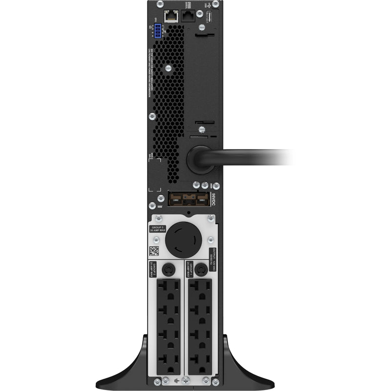 Rear panel view of APC Smart-UPS SRT 3000VA showing power outlets and connectivity ports