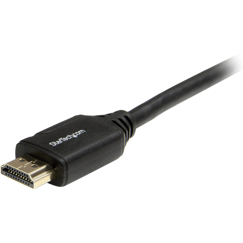 Detailed view of StarTech.com HDMI connector showing branding and ergonomic design