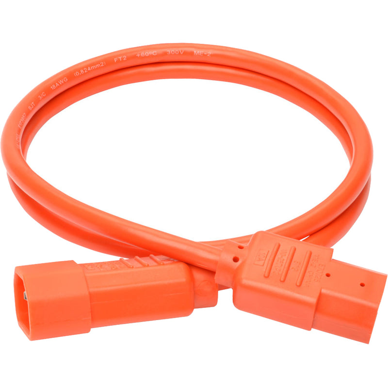 Full length view of orange power extension cord showing flexible cable design