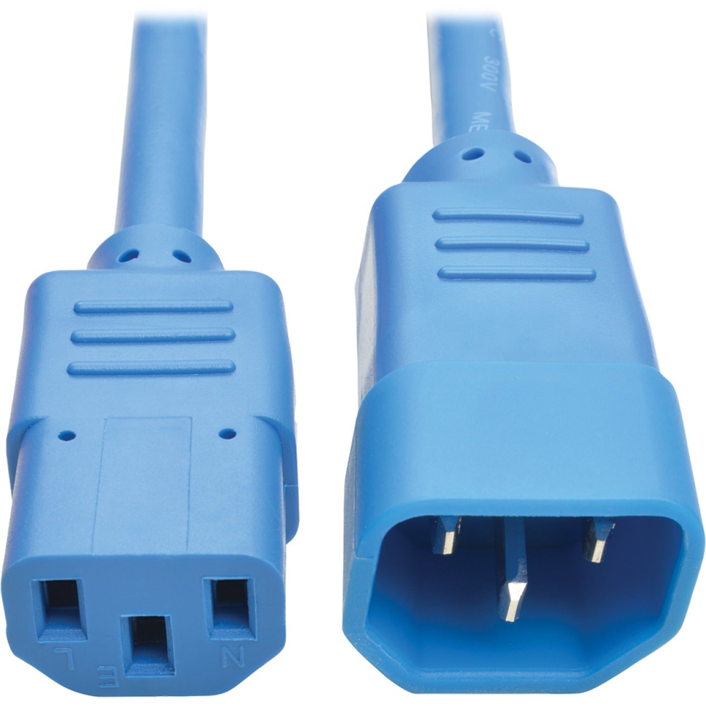 Close-up view of blue C13 and C14 power connectors showing detailed connector design and construction-alternate-image1